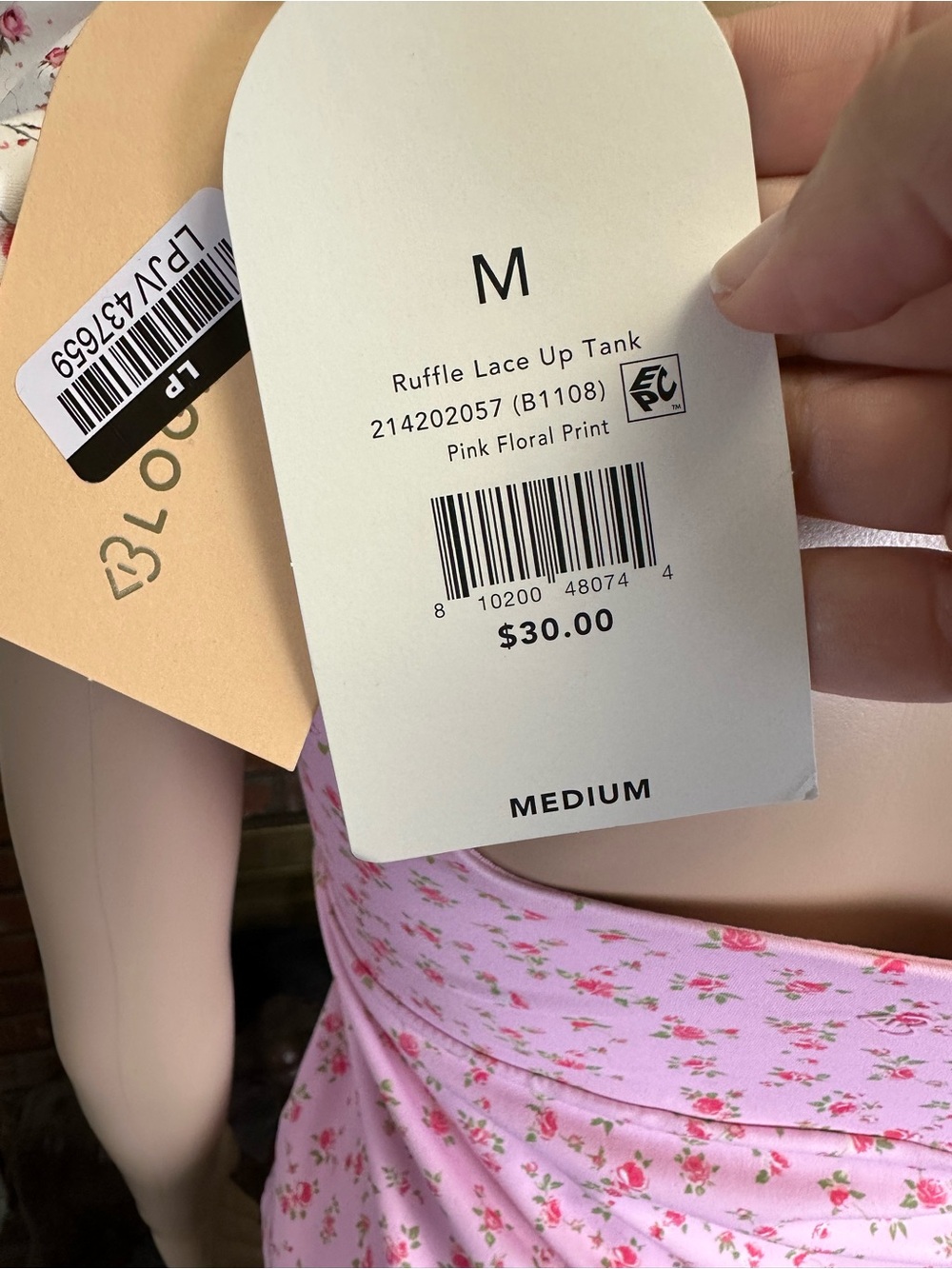 Blogilates Floral Lace-Up Ruffle Tank Top - Pink - Picture 3 of 5